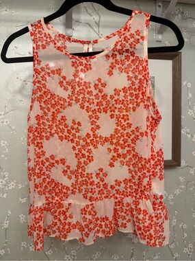 Frenchie by Nordstrom Peach Floral Sleeveless Top